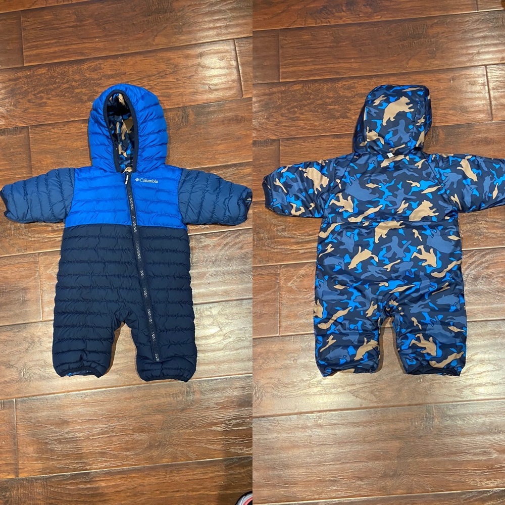Columbia reversible snowsuit hooded 0-3? Bigfoot